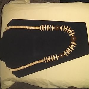 Vintage chunky Boho wooden necklace